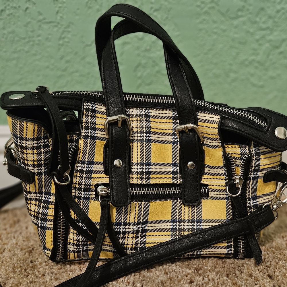 Yellow Plaid Small Crossbody Purse